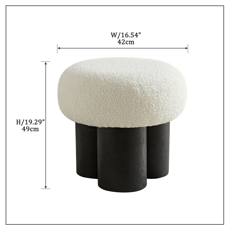 Medelyn Upholstered Ottoman, White, Black