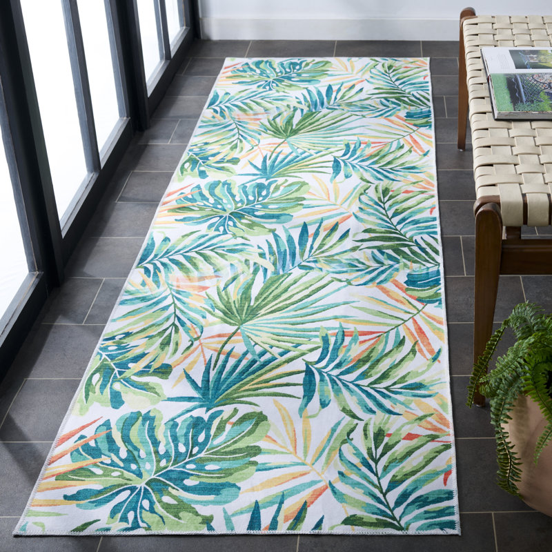 Tapis ivoire / vert Malibu 845, Tapis de couloir 2 pi 6 po x 8 pi