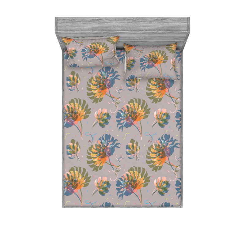 Drap-housse et taie décorative superposés Ambasonne, Ensemble de draps pour très grand lit avec 2 taie