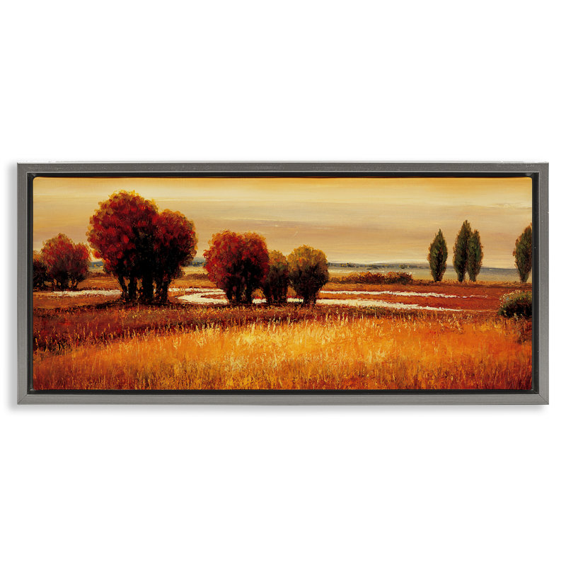 Cadre flottant Golden Reflections Landscape, design par Gregory Williams, Cadre flottant gris lustré, H 11 po x l 25 po