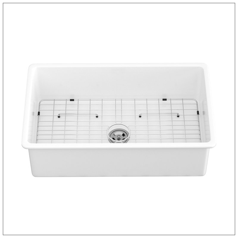 Évier de cuisine encastré à simple cuve en céramique 32 "à double cuve rectangulaire encastrée en céramique blanche