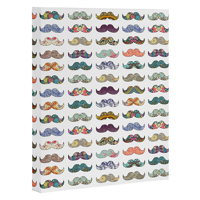 « mustache mania », impression sur toile tendue, reproduction d’art sur toile, H 20 po x l 16 po x P 1 po