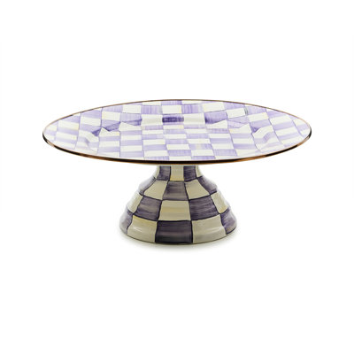 Violet Check Pedestal Platter