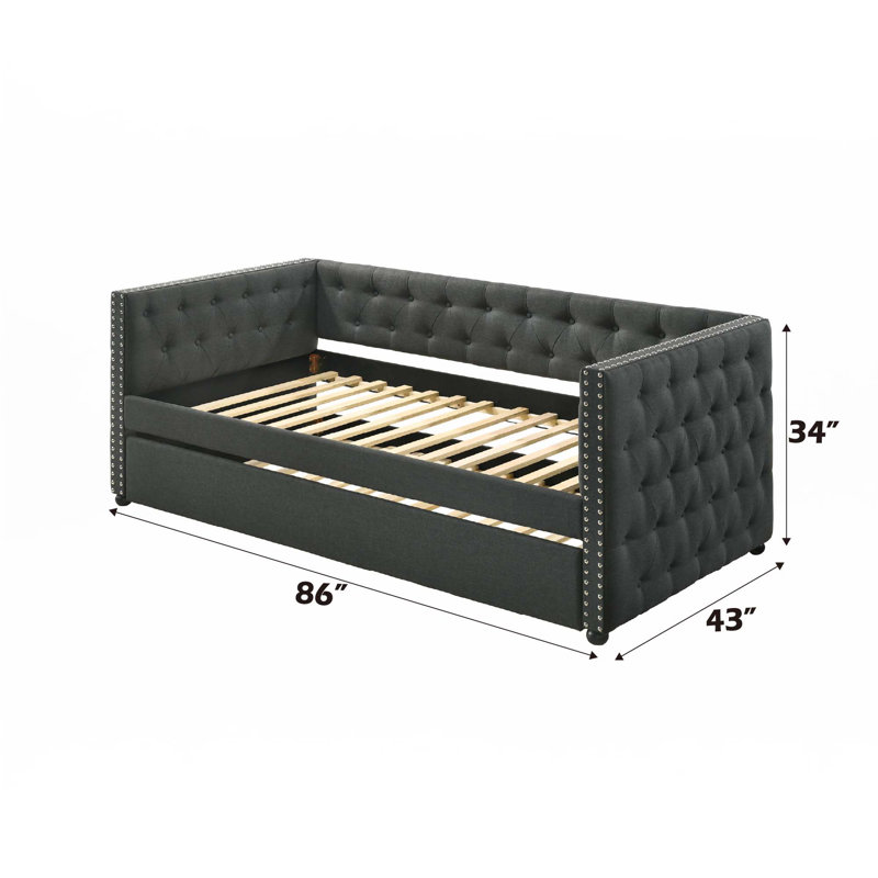 Daybed Withtwin Trundle, Gray, Twin