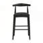 Ensemble de 2 tabourets de bar en tissu noir d'inspiration Mid-Century avec dossier incurvé et siège moelleux pour une assise confortable-225815188