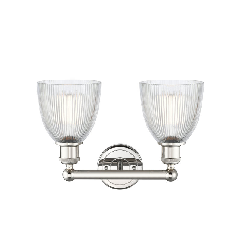 Éclairage pour meuble-lavabo à 2 lumières 15 pouces Philomene, Transparent, Nickel poli