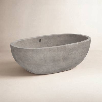Avalon NativeStone Concrete Freestanding Oval Soaking Bathtub