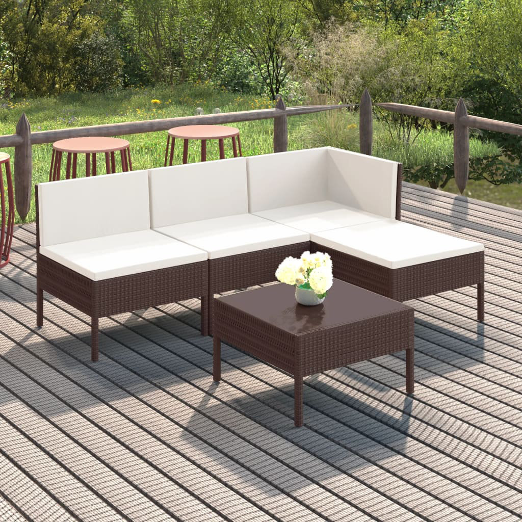 4-Sitzer Lounge-Set Jeslynn aus Polyrattan mit Polster