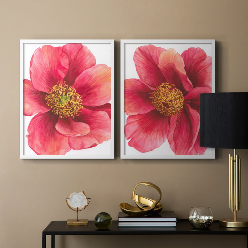 Pivoine arborescente I - impression encadrée de qualité supérieure - prête à être accrochée - aucun clou requis - aucun clou requis