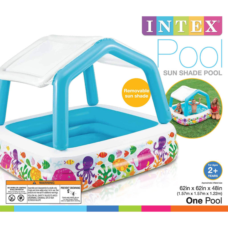 Plastic Square Kiddie Pool 48'' H x 62'' W x 62'' L