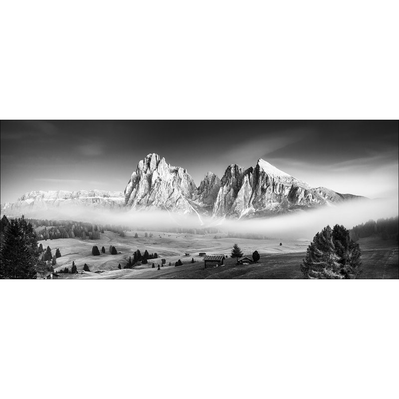 Mist & Mountain - Graphic Art Print on Glass, 50cm H x 125cm W x 1.4cm D