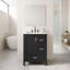 Meuble-lavabo moderne noir autoportant de 61 cm (24 pouces) avec lavabo en céramique intégré, structure en bois massif et panneaux en MDF, portes et tiroirs à fermeture amortie, poignée argentée en alliage de zinc pour petites salles de bain-133671240