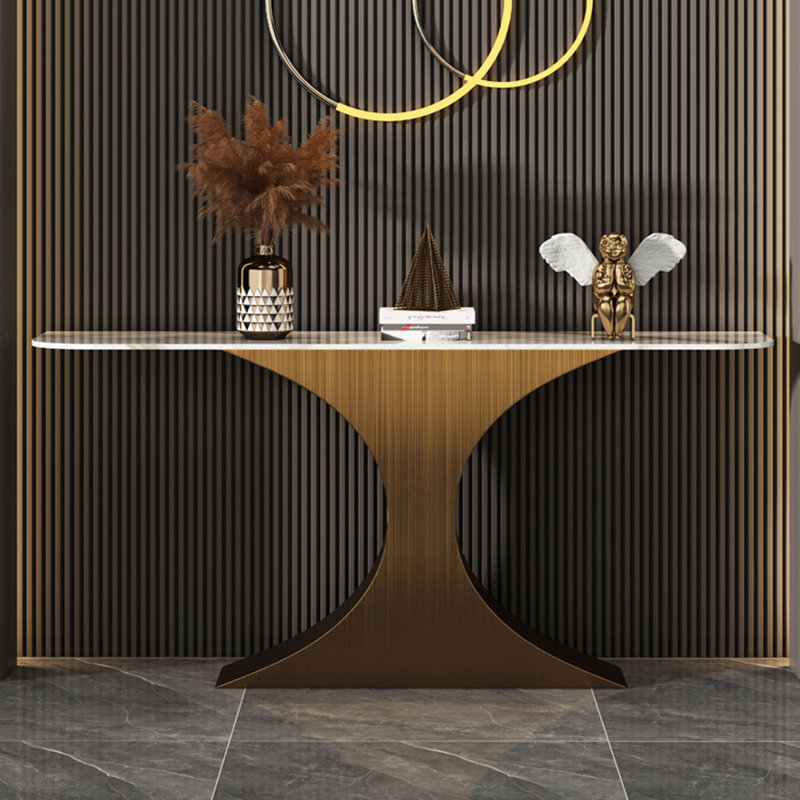 Light luxury style modern simple console table, 33.5" H x 63" W x 15.7" D, Gold