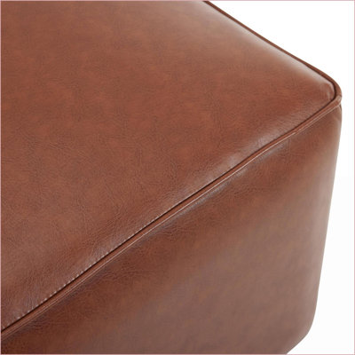 Ottoman, Modern Faux Leather for Living Room | 30x30x16 Inches | PU | Walnut Brown