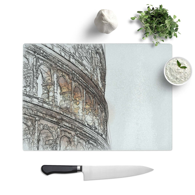 Tempered Glass Colosseum in Rome Italy Chopping Board, 28.5 cm W x 20 cm L