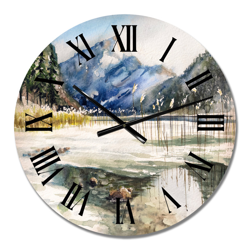 Lac avec paysage de montagne - horloge murale, Petit