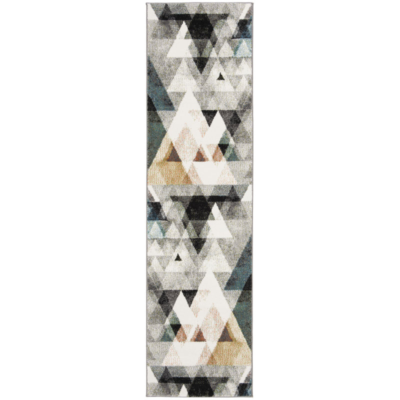 Asumi Wimbled Gray/Blue Area Rug, Runner 2'3" x 6'