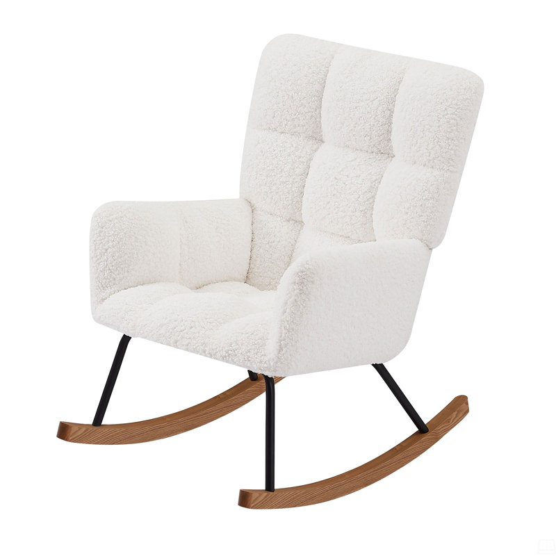 Upholstered Lounge Chair Rocking Chair With High Backrest