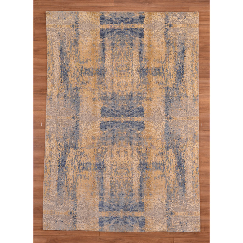 Tapis en laine doré à motif traditionnel Original