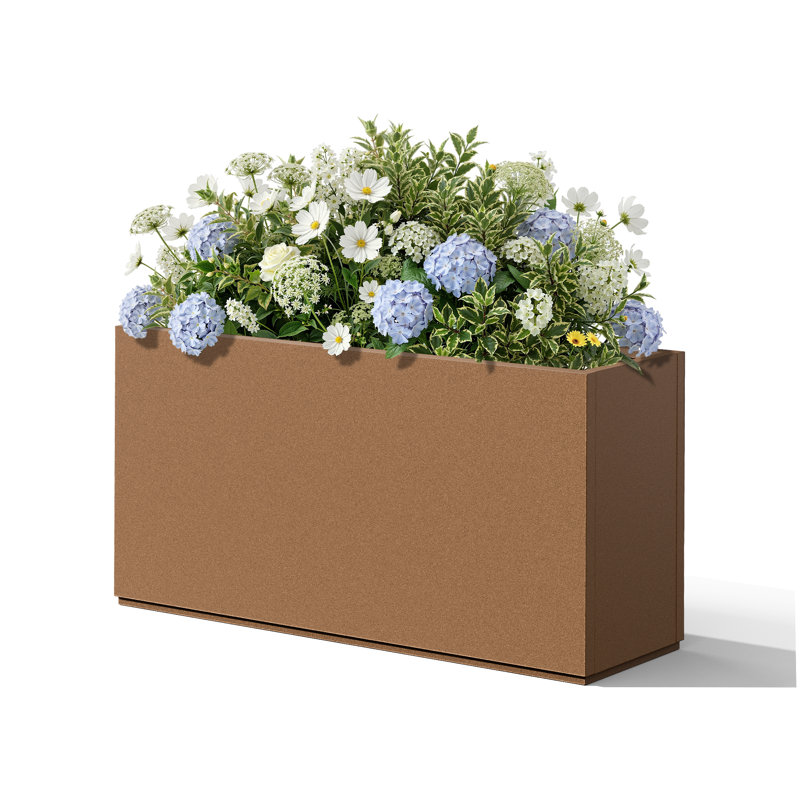 Metal Planters Box– Rectangular Large Brown Planter for Outdoor Plants and Garden Use,Sleek Planter Box with Drainage Holes ,Vegetables and Flowers