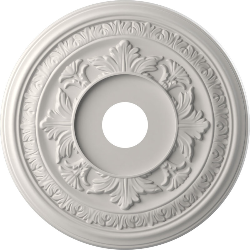 Médaillon de plafond en PVC thermoformé Baltimore, Blanc fleur satiné, H 22 po x l 22 po x P 1 po