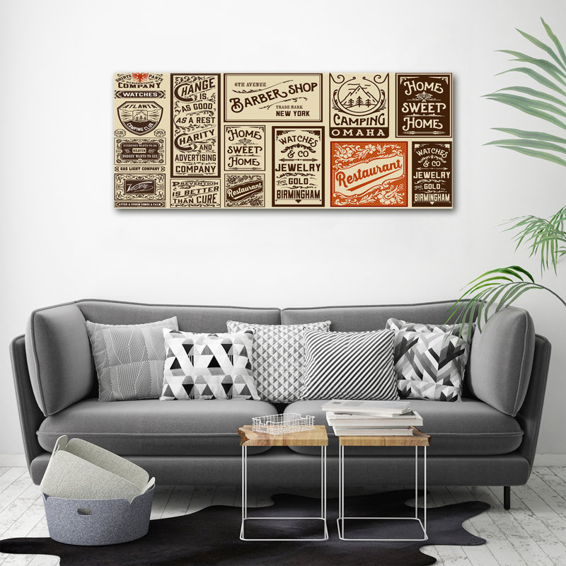 Ads And Labels - No Frame Print on Canvas