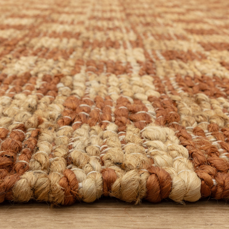 Merrisa Jute Checker Area Rug, Rectangle 160 x 230 cm, Orange