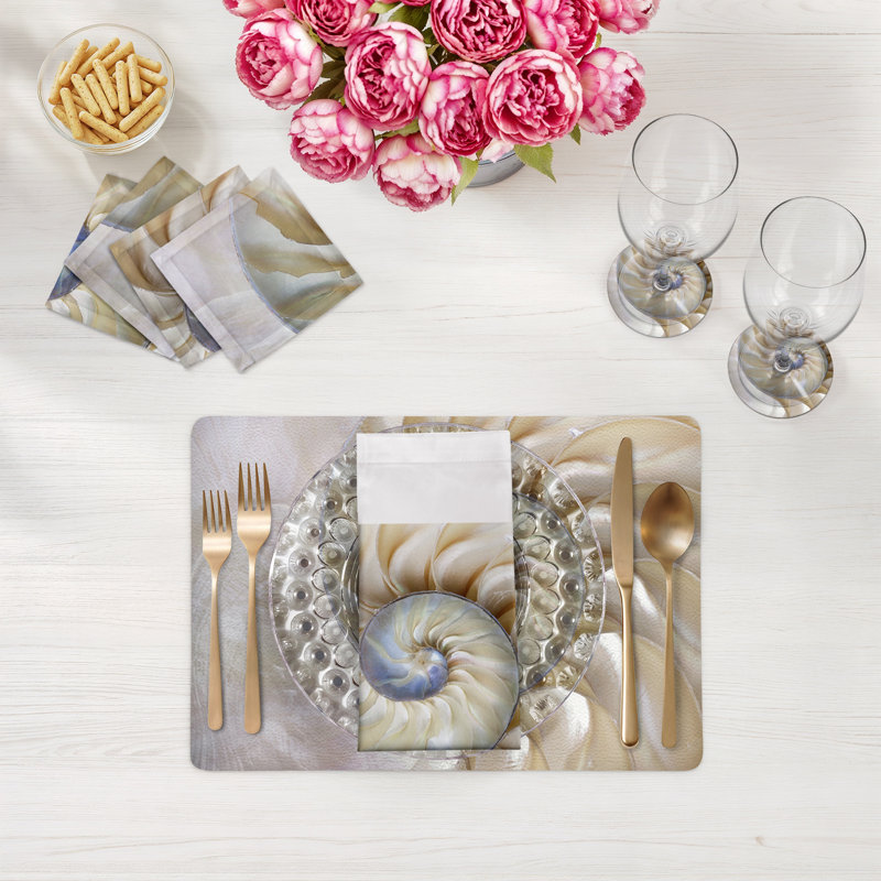 Nautilus Pearl Pebble Vegan Leather Rectangle Placemat