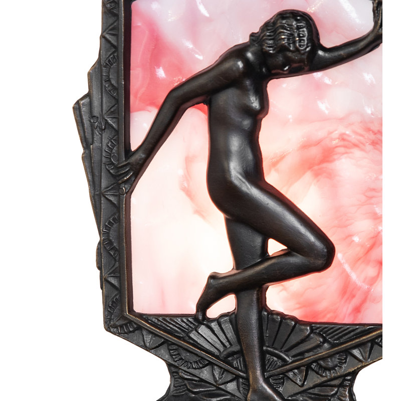 9" High Deco Posing Lady Accent Lamp, Pink/White