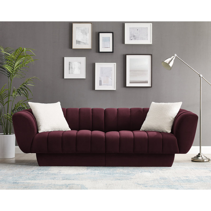 Charlotte 224Cm Velvet Rolled Arms Chesterfield Sofa, Lavender