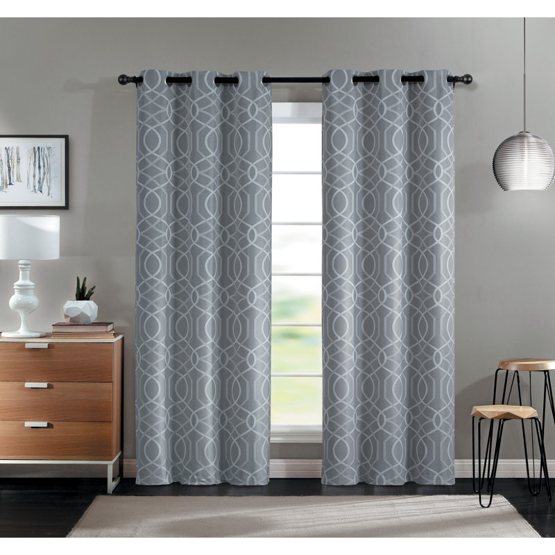 Gracija Semi Sheer Curtain Pair, Gray, 38" W x 84" L