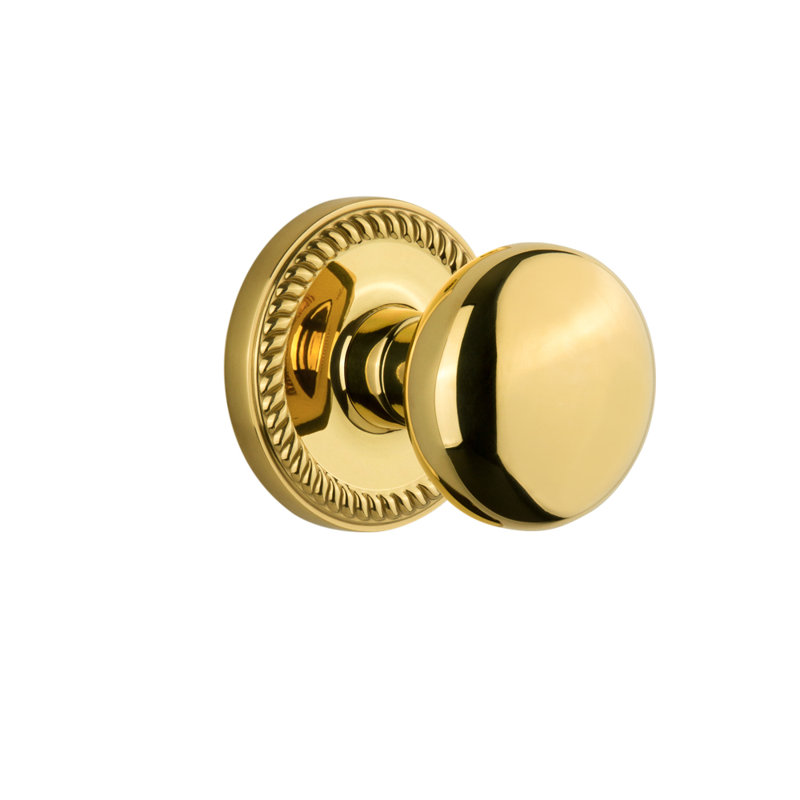 Grandeur Newport Rosette Single Dummy with Fifth Avenue Door Knob, Polished Brass