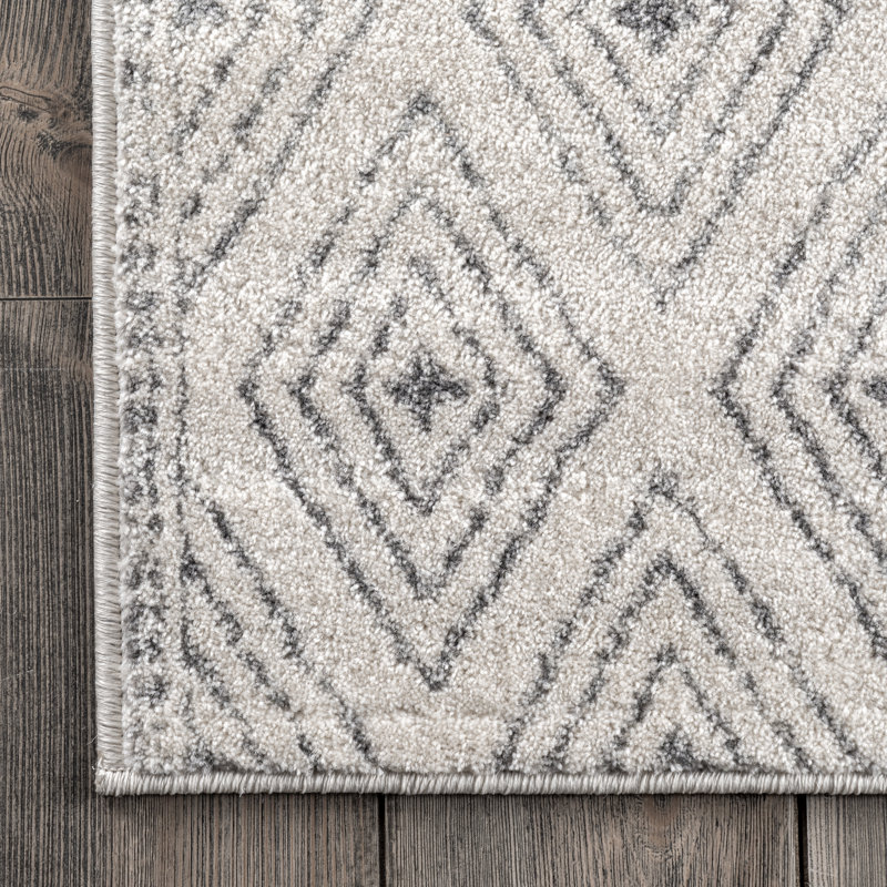 Warleigh Geometric Gray Area Rug, Square 8'