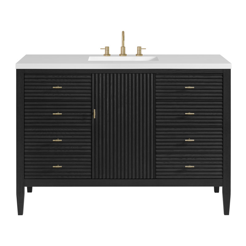 Myrrin 48'' W Single Vanity, Carbon Oak, 8" Widespread, White Zeus