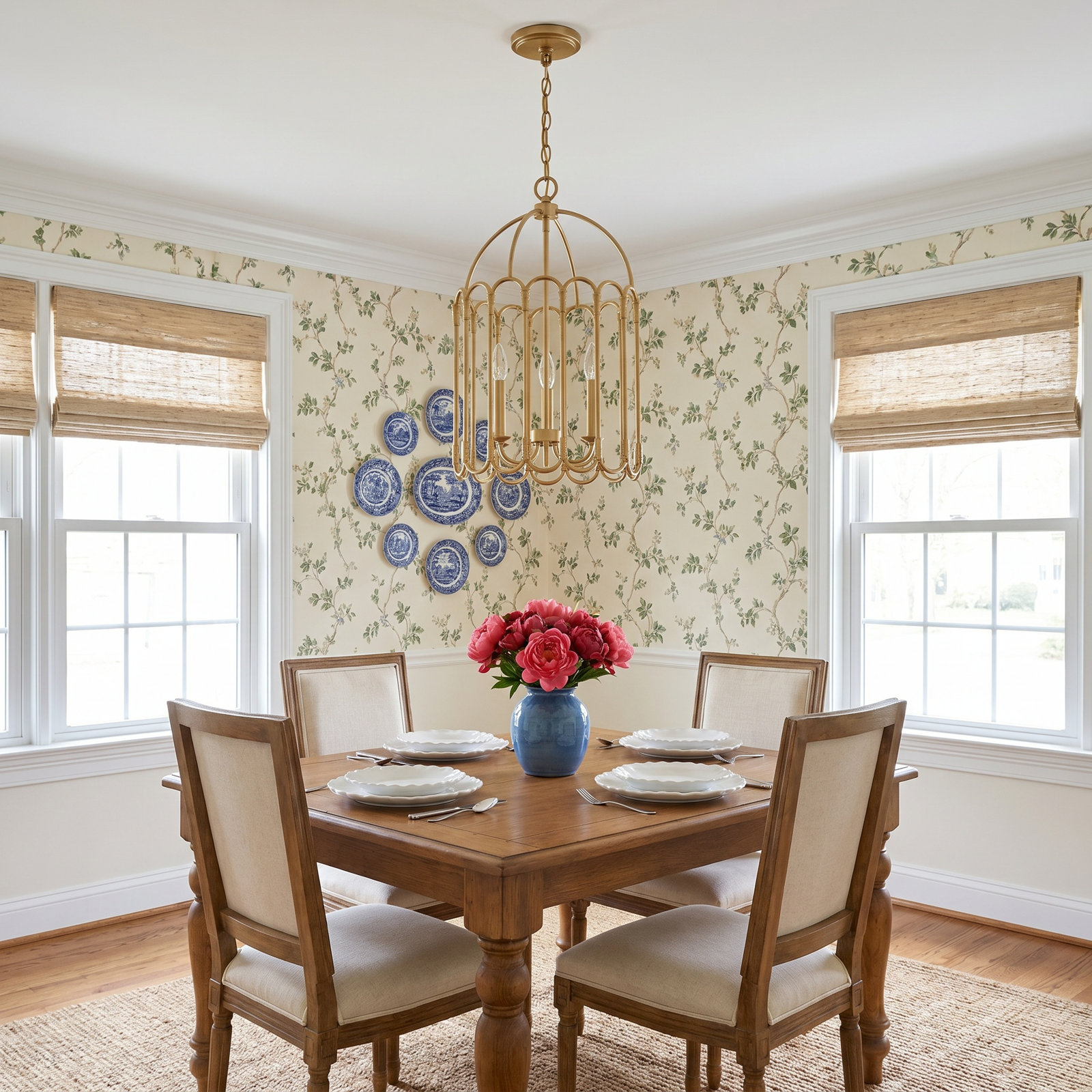 Argente Wrought Iron 3-Light Chandelier, Natural Brass