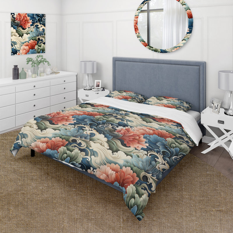 Literie Woodblock Impressions II, Housse de couette simple + 1 taie décorative stan