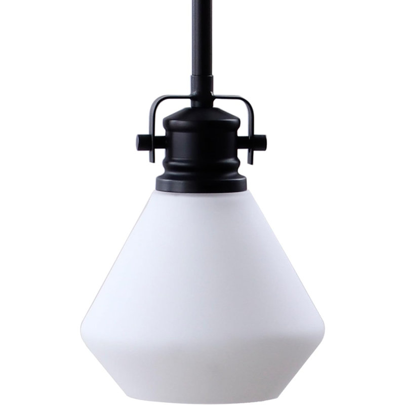 Mini luminaire suspendu # 61172-01-1,1LT avec abat-jour en verre opale, finition bronze foncé, l 6 po x H 5/8 po.