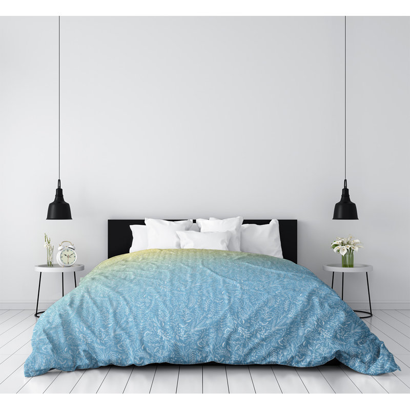 Housse de couette simple Katelyn Elizabeth, Housse de couette simple TG, Polyester brossé, Jaune citron / bleu