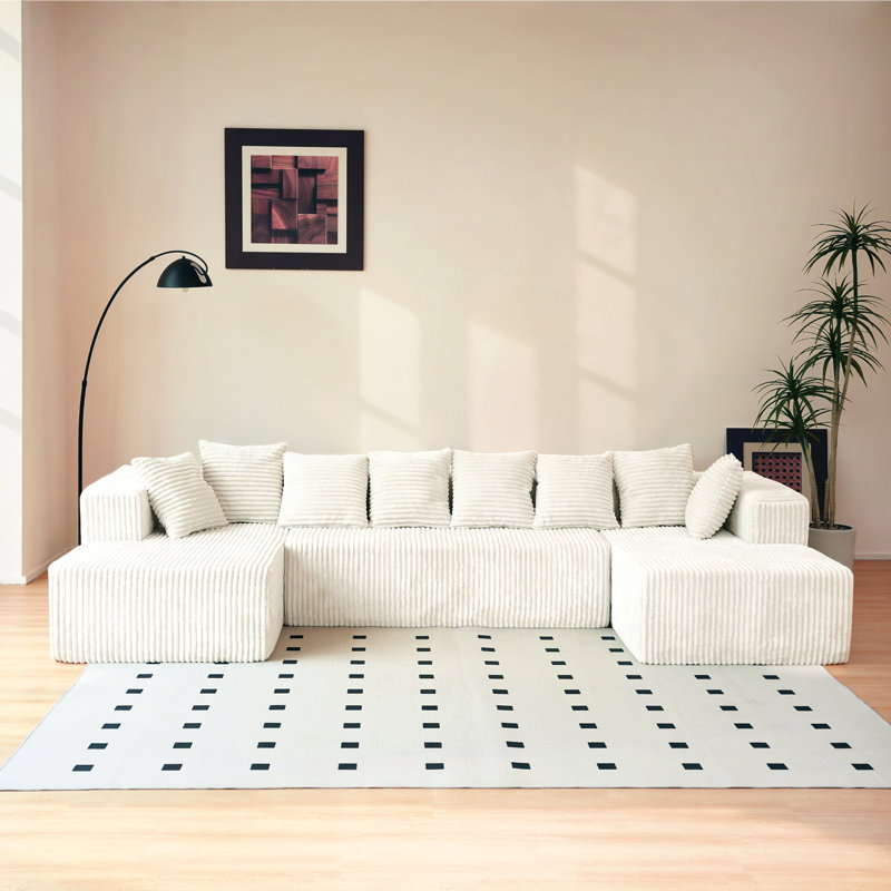 Canapé modulaire en forme de U avec tissu velours côtelé Cloudform Bonless, Velours côtelé beige