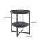 Petite petite table d'appoint ronde, table de bout de ferme à 2 niveaux, tables d'appoint pour petits espaces, tables de chevet pour le salon, tables basses avec tablette de rangement, noir