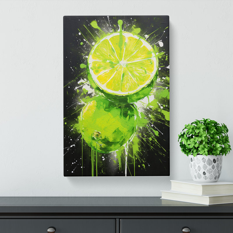 Lime Fruit Gestural - Wrapped Canvas, 60cm H x 40cm W x 3cm D