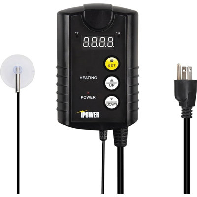 iPower Digital Heat Mat Thermostat Controller for Seed Germination, Rooting Fermentation, Reptiles and Brewing, 40 – 108 Degree Fahrenheit, Black