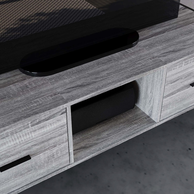 Sylvie Industrial TV Stand With Storage Cabinet for TVs up to 55", Grey