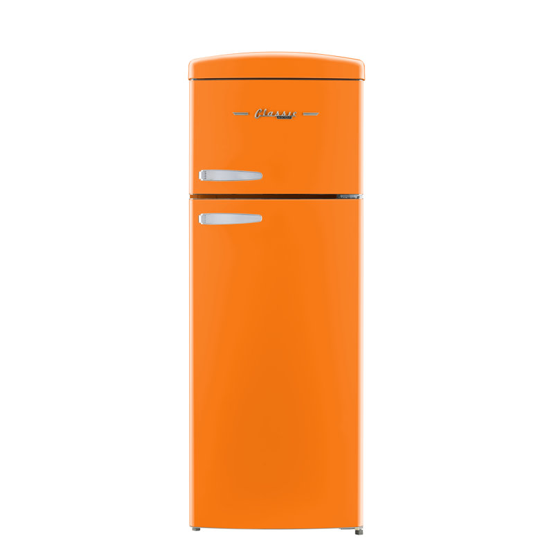Classic Retro 7.5 Cu. Ft. Top Mount Refrigerator In Creamscicle Orange, Orange