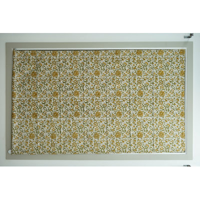  Boho Mustard 100% Blackout Floral Block Print Viscose Linen Roman Shade for Kitchen, Hall, Fabric for Elegant Room Darkening and Blinds Window Treatment, Pushplata