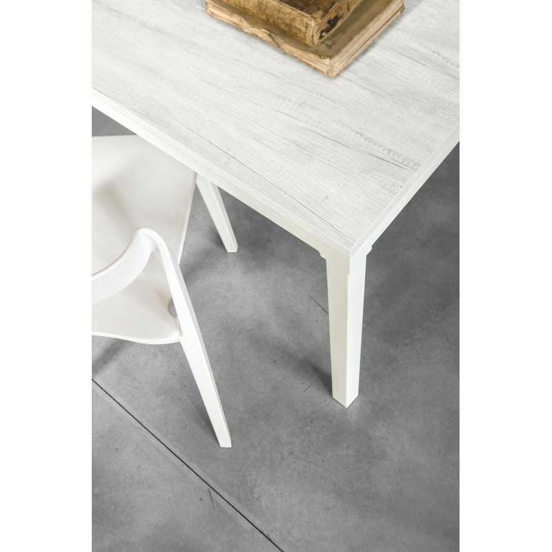 Abigayle Metal Base Dining Table, White rustic, 75cm H x 115cm L x 80cm W