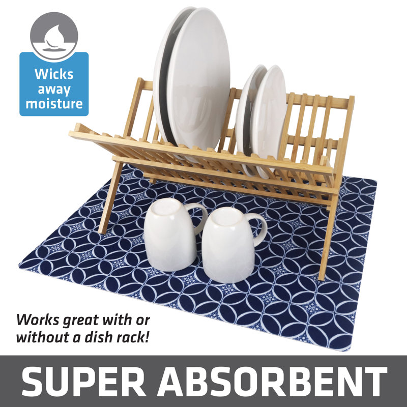 Indigo Blue Low-Profile Super Absorbent Dish Drying Mat 19" x 24"