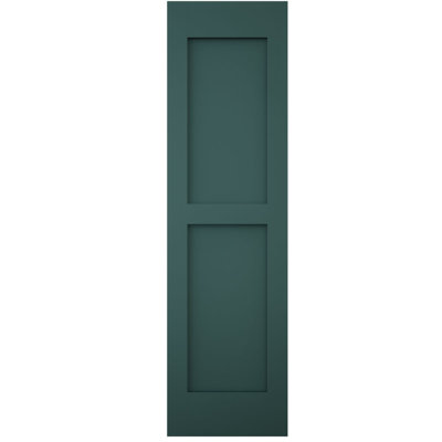 Volets extérieurs Americraft à deux panneaux plats égaux en bois véritable (par paire), 30,5 cm (L) x 205,7 cm (H), avec capuchons de volet en aluminium, vert thermique