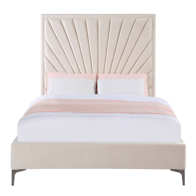 Orpheus Beige Upholstered Tufted Bed, King