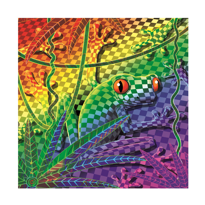 Michael David Ward Checkered Frog Canvas Art, 14" H x 14" W